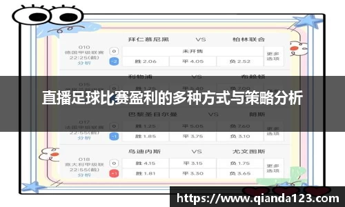 直播足球比赛盈利的多种方式与策略分析